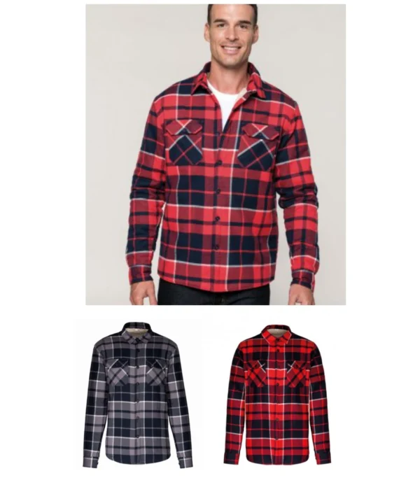 Kariban KB579 Sherpa Lined Checked Shirt Jacket